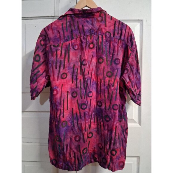 Vintage Earthroamer Imports Mens Button-Up Shirt L Tie-Dye Abstract Purple/Pink - Picture 2 of 5